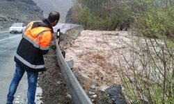 مسدود شدن ٢ جاده ارتباطی قلعه‌گنج در پی طغیان رودخانه‌ها