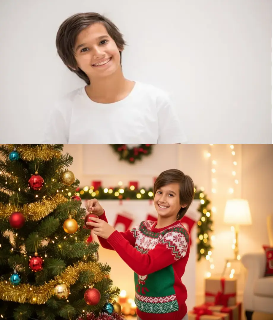 پرامپت هوش مصنوعی عکس کریسمس / پرامپت عکس پسر کریسمس