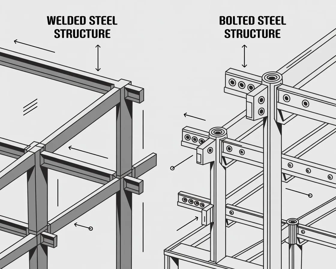 مقایسه اسکلت فلزی جوشی و پیچی