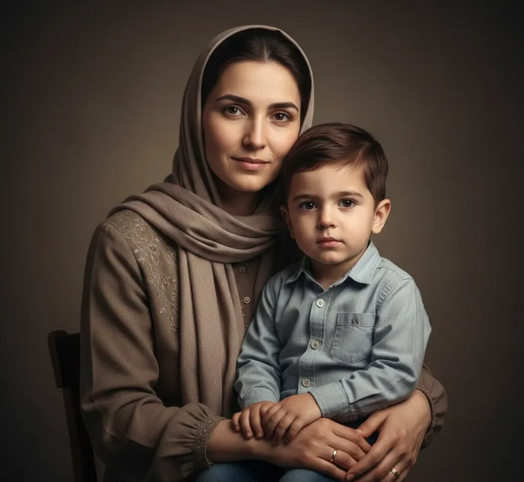 پرامپت عکس مادر و پسر بچه