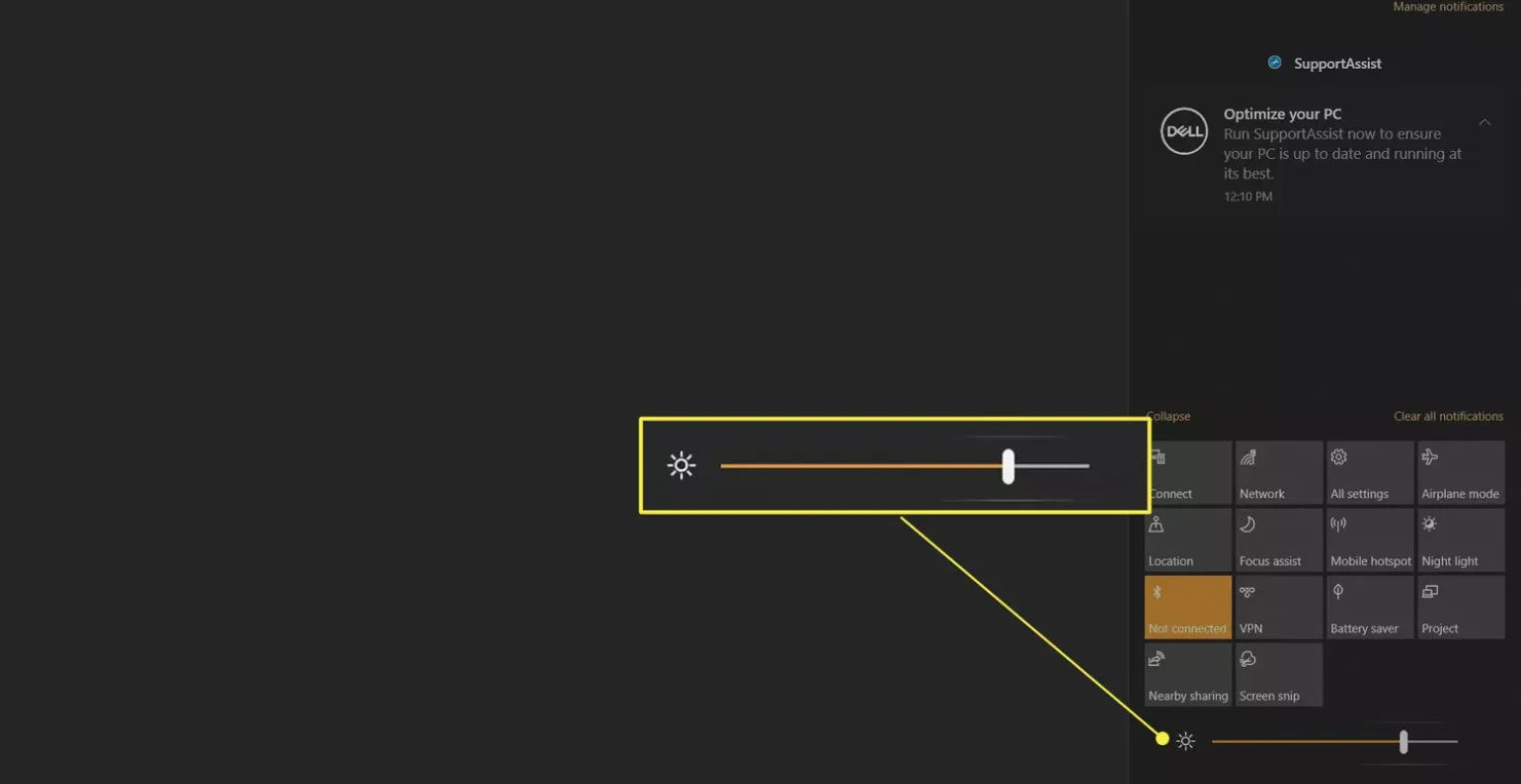 روشن کردن صفحه نمایش 