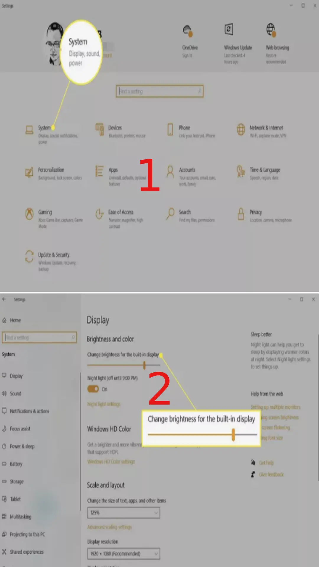تنظیم نور صفحه کامپیوتر 