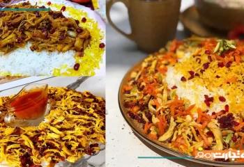 طرز تهیه زرشک پلو با مرغ ریش ریش زعفرانی خوشمزه و مجلسی