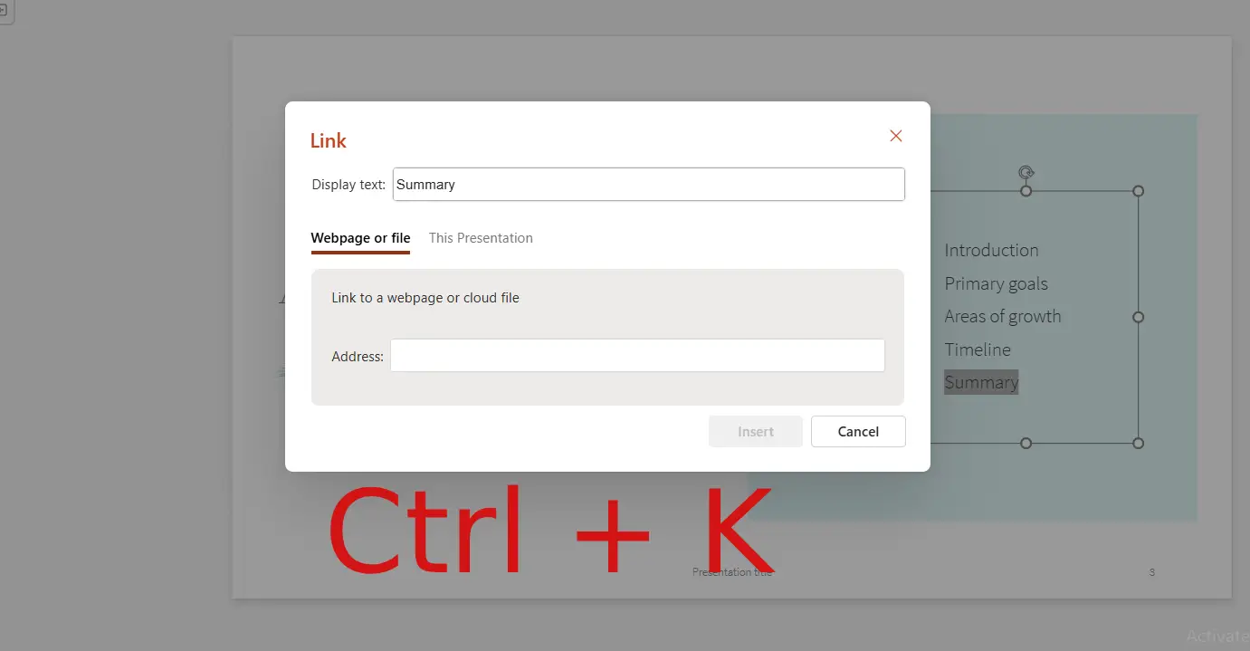 کلید میانبر پاورپوینت