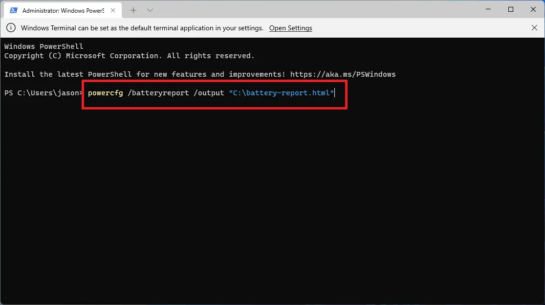 کد سلامت باتری در لپتاپ 